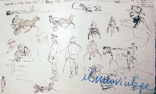 Ippodromo di Bologna Corse del maggio 1905 Schizzi autografati